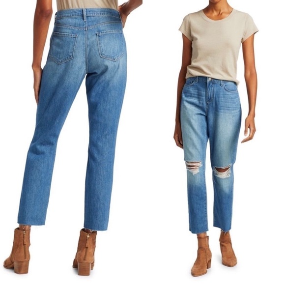NWT L’AGENCE 90s High Rise Distressed‎ Denim Raw Hem Slouchy Stovepipe Jeans 25 - Picture 2 of 5